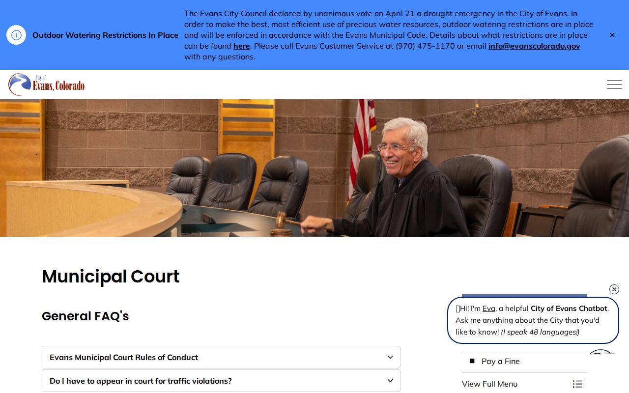 Evans Weld County criminal records municipal court page