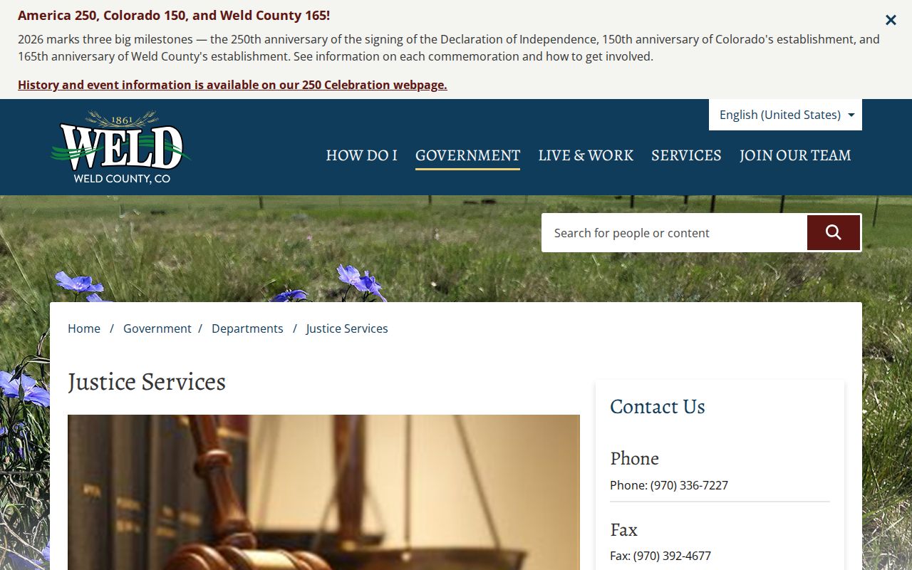 Weld County Justice Services program information
