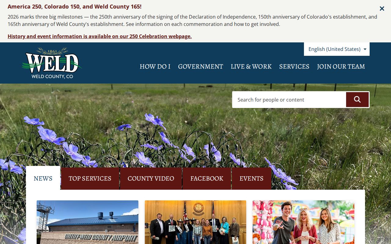 Weld County government department directory for criminal records